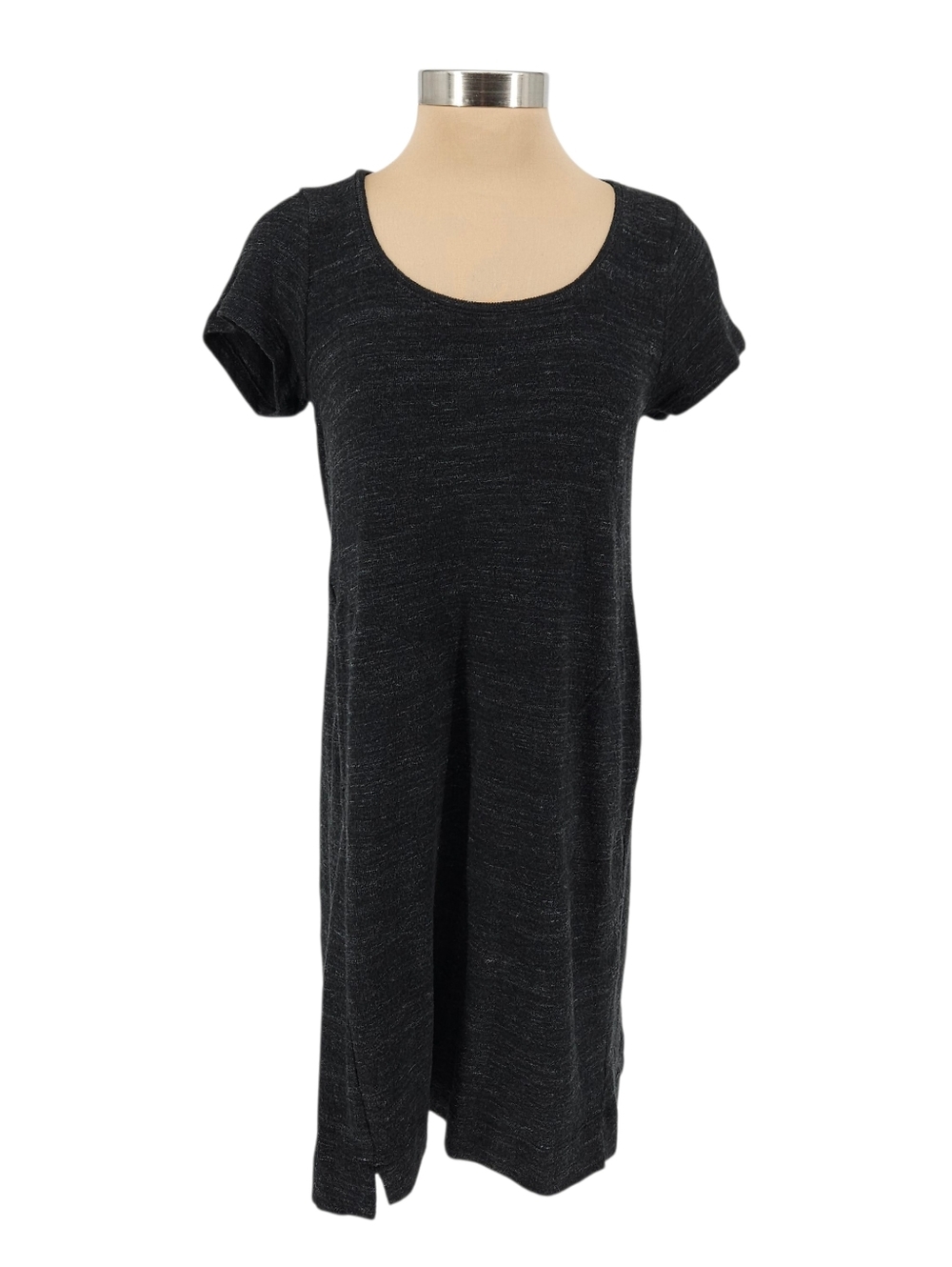 Pure J. Jill Shift Shirt Dress Black Short Sleeve Knit Pockets Petite PXS